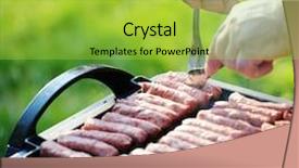  Presentation with grilling - Amazing slide set having royalty free images - flames grilling a steak backdrop and a yellow colored foreground