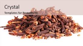  Presentation with clove - PPT layouts featuring royalty free images - spice clove isolated on white background and a coral colored foreground