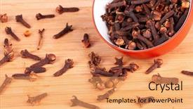  Presentation with bowl - Amazing PPT layouts having royalty free images - spice cloves in a bowl backdrop and a yellow colored foreground