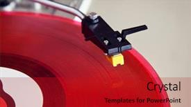  Presentation with record player - Cool new theme with rpm - analog stereo turntable red vinyl backdrop and a crimson colored foreground