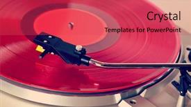 Presentation with vinyl record - Cool new slide deck with rpm - analog stereo turntable vinyl record backdrop and a red colored foreground