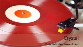  Presentation with vinyl record - PPT theme having rpm - analog stereo turntable vinyl record background and a red colored foreground