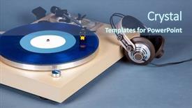  Presentation with vinyl record - Audience pleasing slide set consisting of rpm - analog stereo turntable vinyl record backdrop and a ocean colored foreground