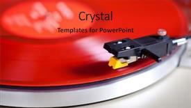  Presentation with record player - Slide set with rpm - analog stereo turntable vinyl red background and a red colored foreground