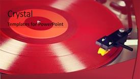  Presentation with record player - Beautiful slide set featuring rpm - analog stereo turntable vinyl red backdrop and a crimson colored foreground