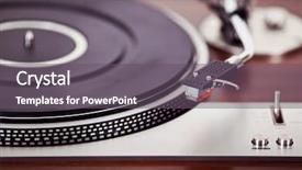  Presentation with record player - PPT theme consisting of rpm - stereo turntable vinyl record player background and a gray colored foreground