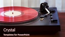  Presentation with record player - Theme enhanced with rpm - vintage vinyl record player turntable background and a wine colored foreground