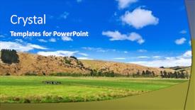  Presentation with rivers - PPT theme with rree-range-cattle-grazing background and a cobalt blue colored foreground