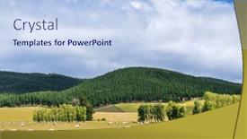  Presentation with rivers - Theme featuring rree-range-sheep-grazing background and a sky blue colored foreground