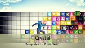  Presentation with step - Cool new presentation design with rss - jumping man and smart icon backdrop and a  colored foreground