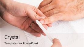  Presentation with beauty salon - PPT theme having rssp - manicure man close-up background and a lemonade colored foreground