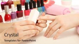  Presentation with beauty salon - Audience pleasing theme consisting of rssp - manicure process in beauty salon backdrop and a lemonade colored foreground