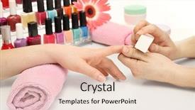  Presentation with beauty salon - Beautiful PPT layouts featuring rssp - manicure process in beauty salon backdrop and a lemonade colored foreground