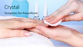  Presentation with manicure - Presentation design with rssp - manicure process in salon background and a sky blue colored foreground