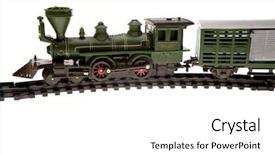  Presentation with train - Cool new slide deck with rt - toy train on track backdrop and a white colored foreground