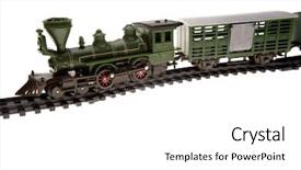  Presentation with steam engine train - Presentation theme featuring rt - toy train background and a white colored foreground