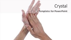  Presentation with human hands open palm up - Colorful PPT theme enhanced with rub - close up of hands backdrop and a white colored foreground