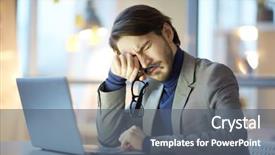  Presentation with eyes - Audience pleasing slide set consisting of rub - tired young businessman rubbing his backdrop and a gray colored foreground