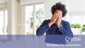  Presentation with african american - Colorful presentation design enhanced with rub - young african american man wearing backdrop and a ocean colored foreground