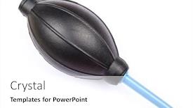  Presentation with pump - Audience pleasing presentation design consisting of rubber-air-blower-pump-dust backdrop and a white colored foreground