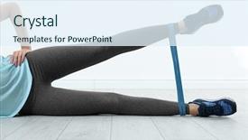  Presentation with training - PPT layouts having elasticity - female legs training with elastic background and a sky blue colored foreground