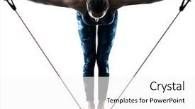  Presentation with sad woman silhouette - PPT layouts consisting of elasticity - woman fitness elastic excercises silhouette background and a white colored foreground