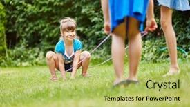  Presentation with kids garden - Beautiful PPT theme featuring rubber band in garden backdrop and a yellow colored foreground