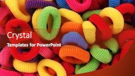  Presentation with rubber industry - Presentation theme with rubber-bands-for-hair-colorful background and a crimson colored foreground