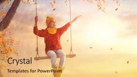  Presentation with rainfall - PPT theme consisting of rubber boots and enjoying rainfall background and a yellow colored foreground