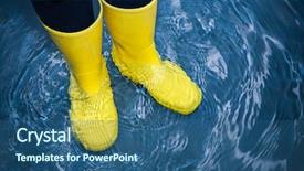  Presentation with rubber - Colorful PPT layouts enhanced with rubber boots in the water backdrop and a  colored foreground