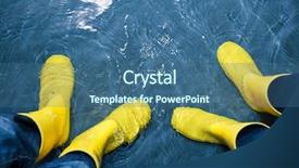 Presentation with rubber - Presentation theme consisting of rubber boots in the water background and a  colored foreground