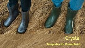  Presentation with boot camp boots - Beautiful theme featuring rubber boots man and woman backdrop and a  colored foreground