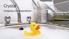  Presentation with rubber duck - Amazing theme having rubber duck in kitchen sink backdrop and a white colored foreground