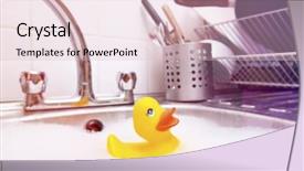  Presentation with rubber duck - PPT theme with rubber duck in kitchen sink background and a lemonade colored foreground