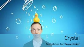  Presentation with rubber duck - Audience pleasing theme consisting of rubber duck toy on head backdrop and a light blue colored foreground