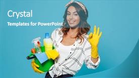  Presentation with rubber gloves - PPT theme featuring rubber gloves for hands protection background and a light blue colored foreground