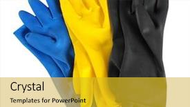  Presentation with rubber gloves - Presentation theme with rubber gloves isolated background and a gold colored foreground