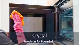  Presentation with rubber gloves - PPT theme with rubber gloves washing microwave background and a wine colored foreground