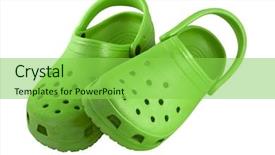 Presentation with white and green - Amazing presentation having rubber shoes - bright green plastic beach clogs backdrop and a  colored foreground