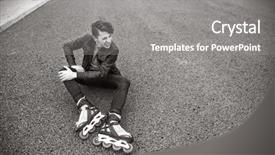  Presentation with knee - Cool new PPT theme with rubbing his knee after falling backdrop and a gray colored foreground