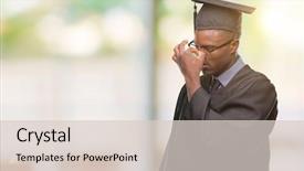  Presentation with african american - Slide deck consisting of rubbing nose and eyes feel background and a  colored foreground