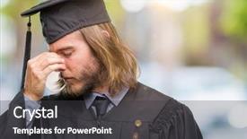  Presentation with long hair man - Colorful theme enhanced with rubbing nose and eyes feel backdrop and a  colored foreground
