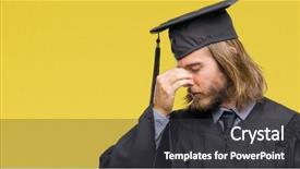  Presentation with long hair man - Slide set having rubbing nose and eyes feel background and a  colored foreground