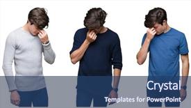  Presentation with collage - Beautiful PPT layouts featuring rubbing nose and eyes feel backdrop and a  colored foreground