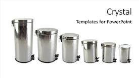  Presentation with bin - Slide set enhanced with rubbish bin - different sizes trash cans background and a white colored foreground