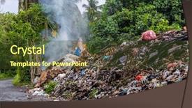  Presentation with banda - Audience pleasing PPT theme consisting of rubbish burning along the road backdrop and a tawny brown colored foreground