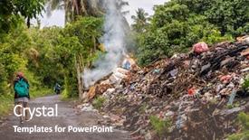  Presentation with banda - Audience pleasing theme consisting of rubbish burning along the road backdrop and a gray colored foreground