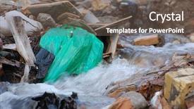  Presentation with water contamination - Colorful slides enhanced with rubbish in a water stream backdrop and a  colored foreground