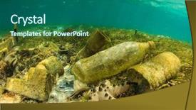  Presentation with ocean pollution - Audience pleasing presentation theme consisting of rubbish pollution in ocean backdrop and a ocean colored foreground