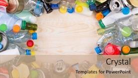  Presentation with copy space - Slide set consisting of rubbish that can be recycled background and a coral colored foreground